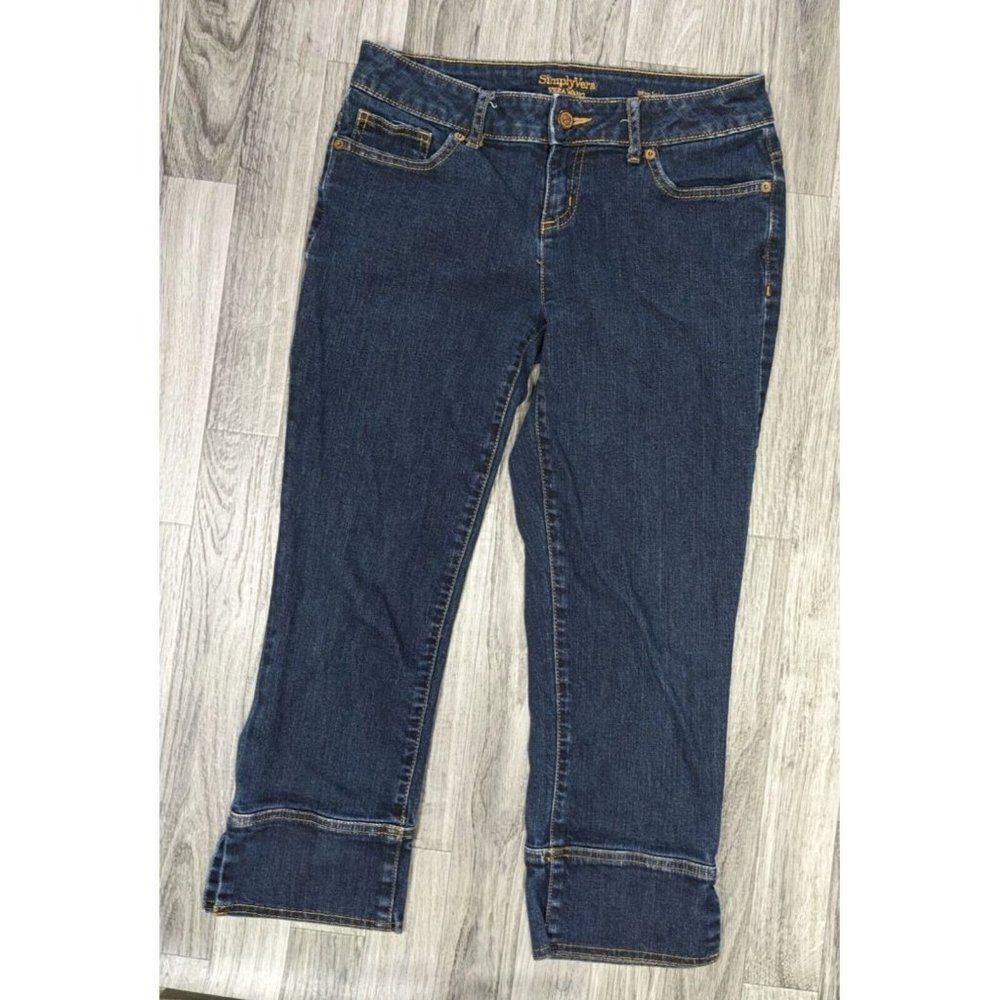 Simply Vera Vera Wang Size 4 Pockets Straight Leg Denim Blue Jeans Capris